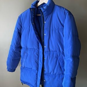 Blue puffer jacket